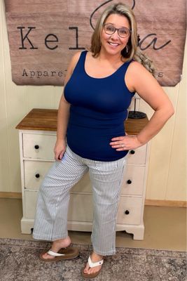 Lovervet White Stripe Crop Wide Leg