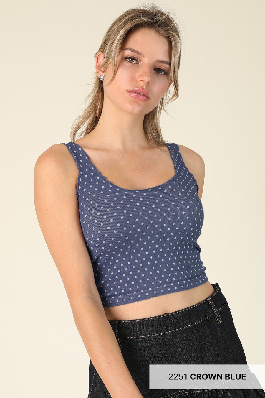 Nikibiki One Size Blue Dot Crop Top