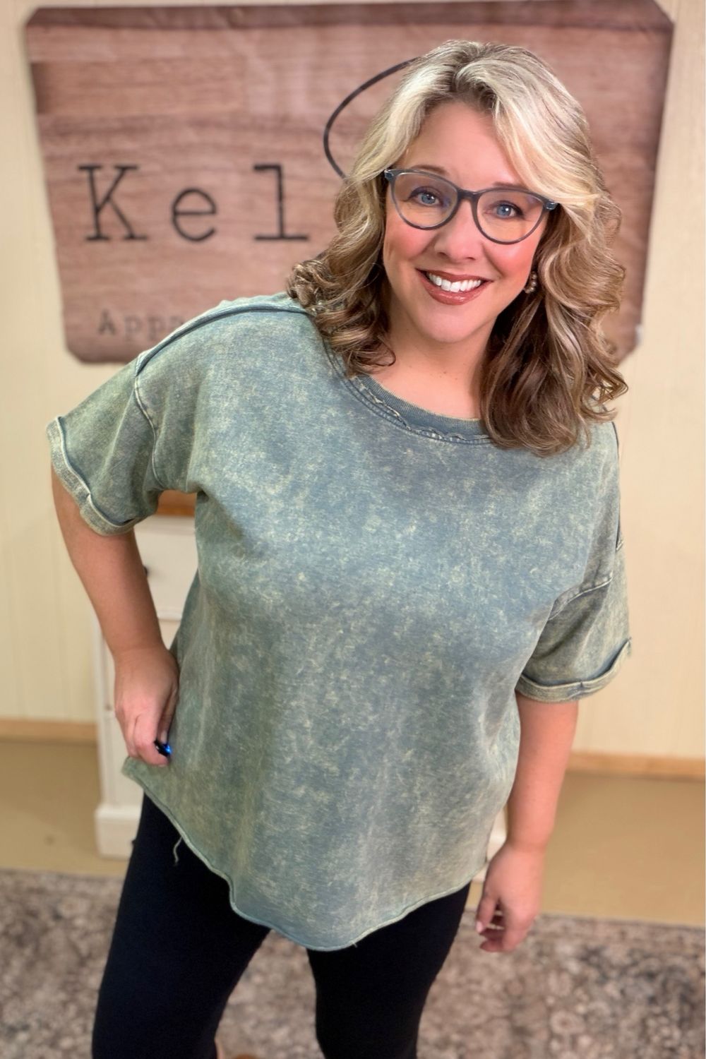 Acid Washed Teal Pullover