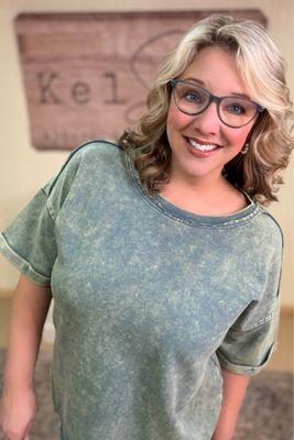 Acid Washed Teal Pullover