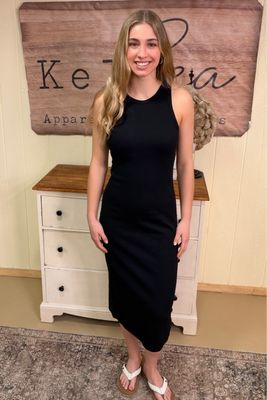 Black Ribbed Bodycon Bra Dress