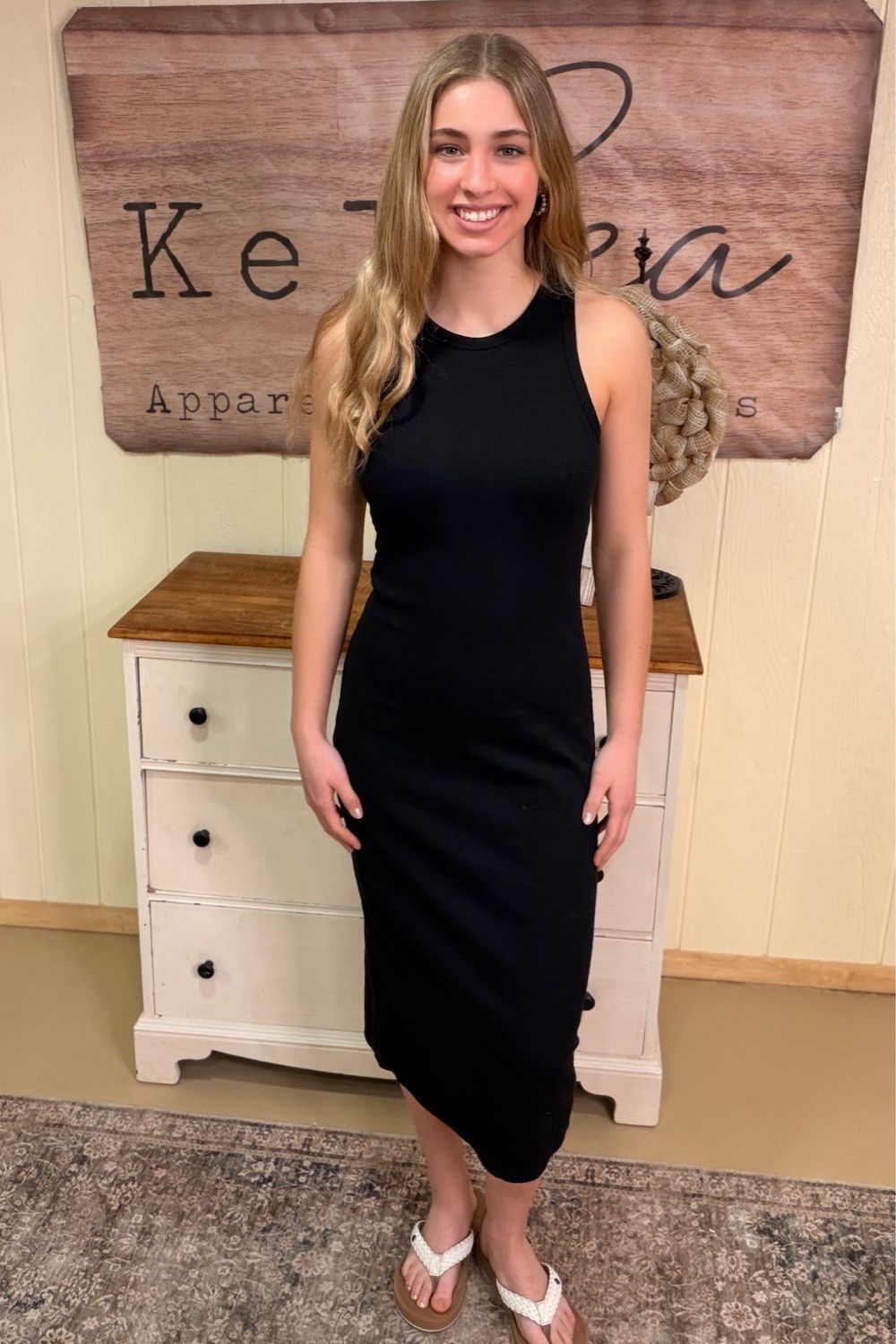 Black Ribbed Bodycon Bra Dress