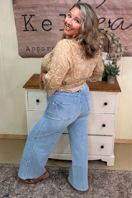 Judy Blue  Tummy Control Petite Retro Wide Jean