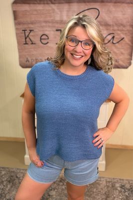 Dusty Blue Oversized Sleeveless Sweater
