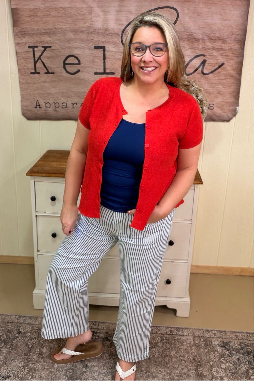 Red Fit &amp; Flare Cardigan