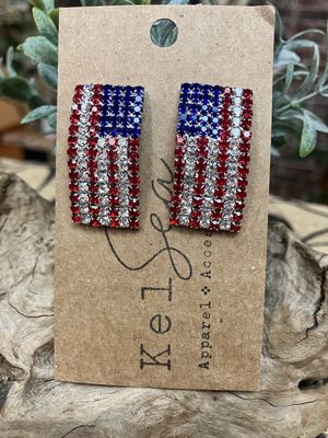 Rhinestone Flag Stud Earrings