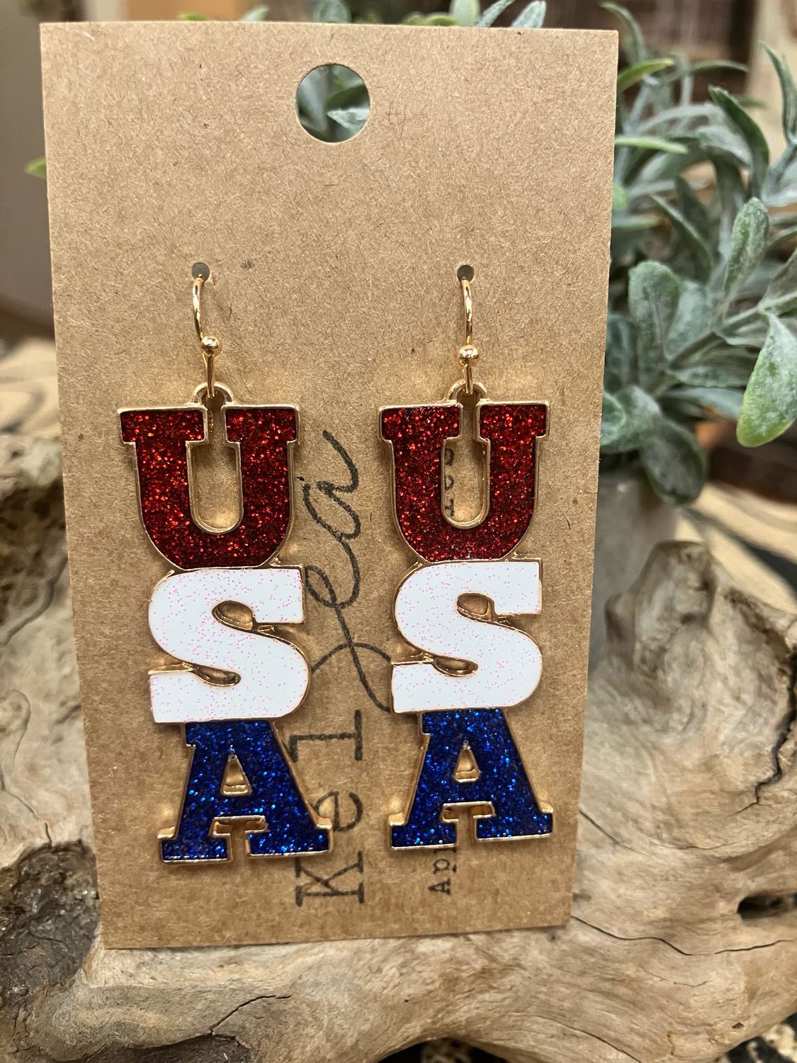 USA Sparkle Drop Earrings