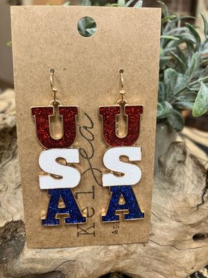 USA Sparkle Drop Earrings