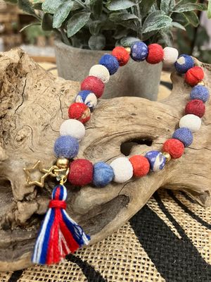 Liberty Cloth Bead Stretch Bracelet