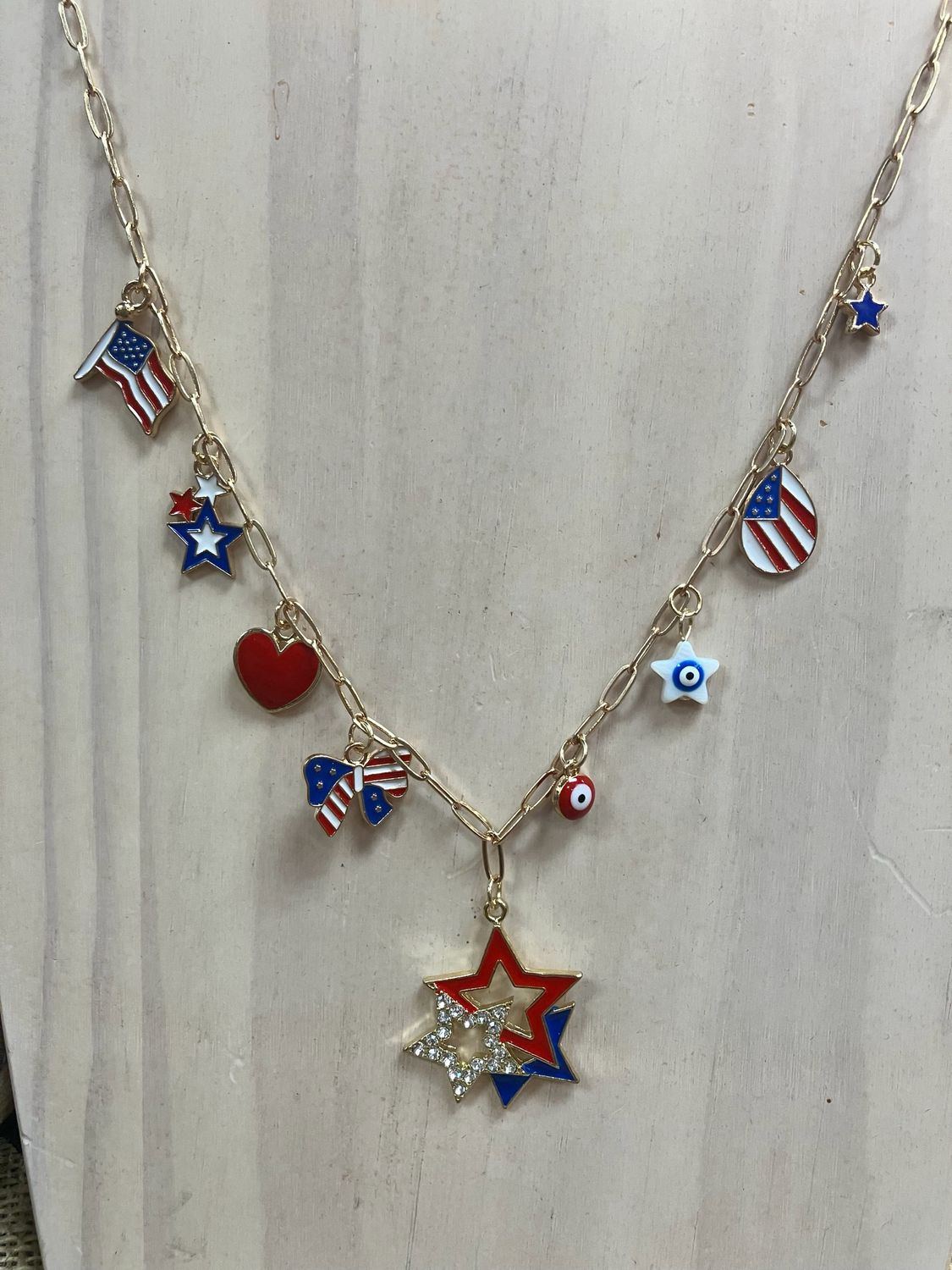 Patriot Paperclip Charm Necklace