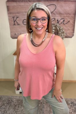 Washed Rib Knit Swing Tank