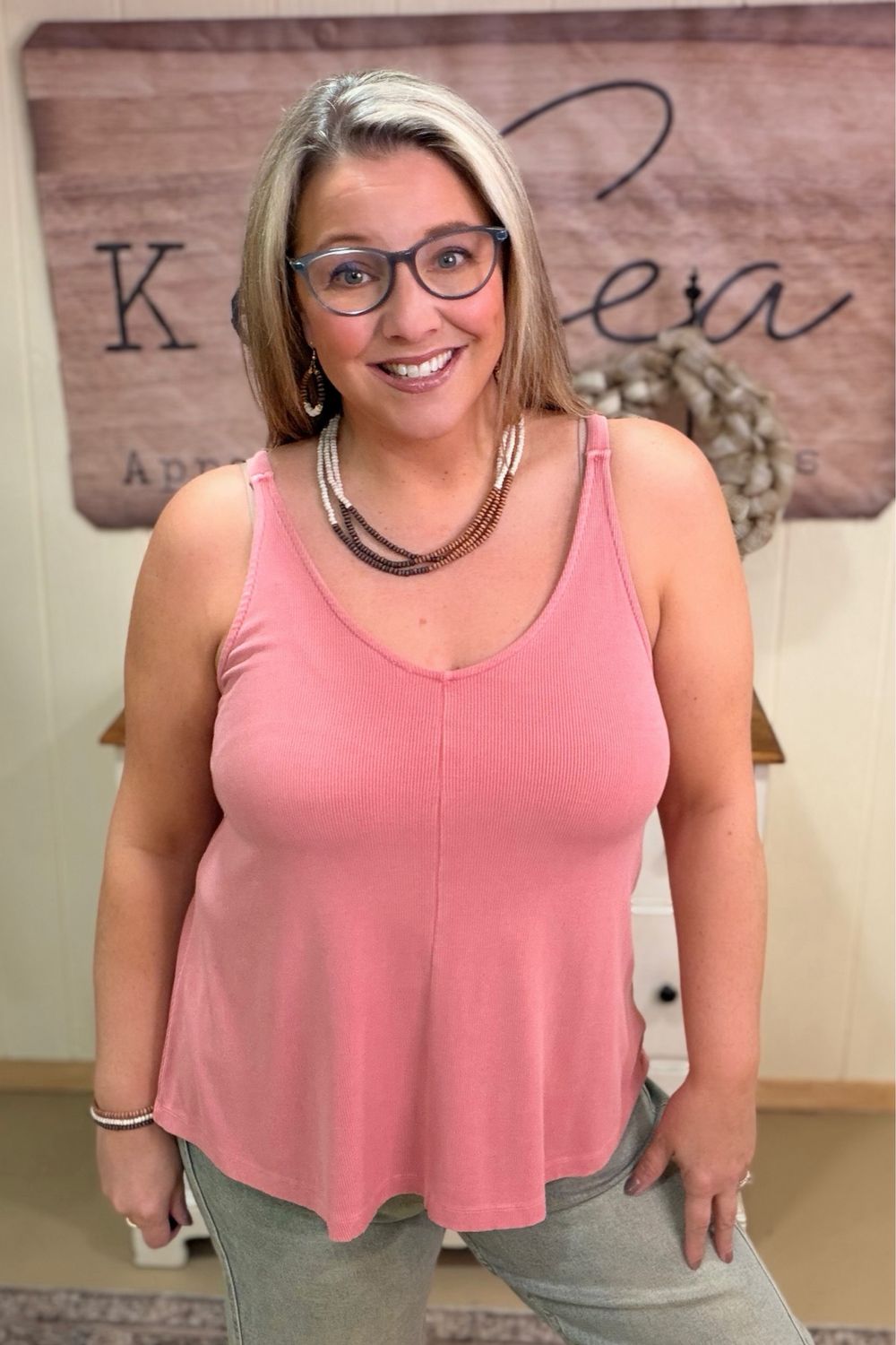 Washed Rib Knit Swing Tank