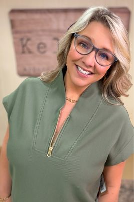 Olive Ribbed Half Zip Pullover