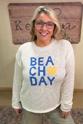 Cream Beach Day Summer Sweater