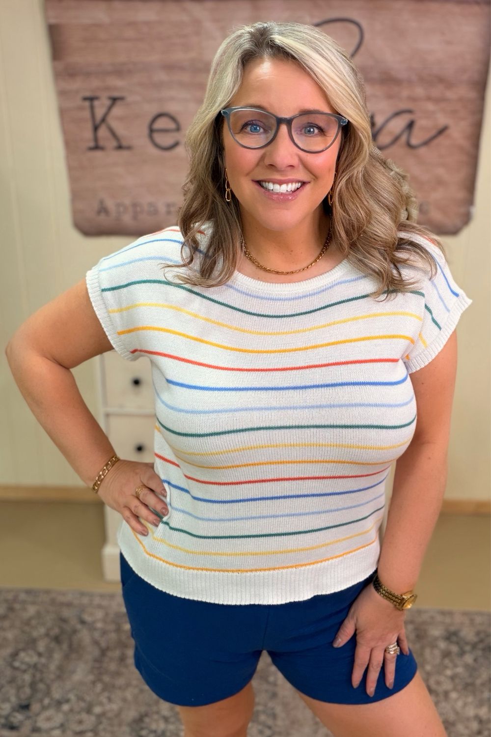 White Rainbow Striped Sweater