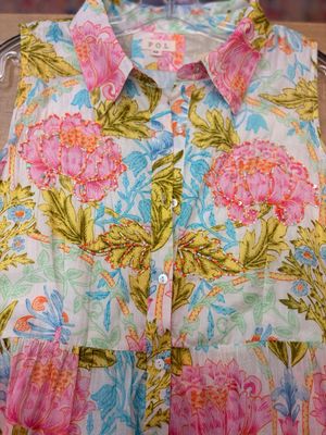 Cream &amp; Pink Peony Bead Detail Maxi