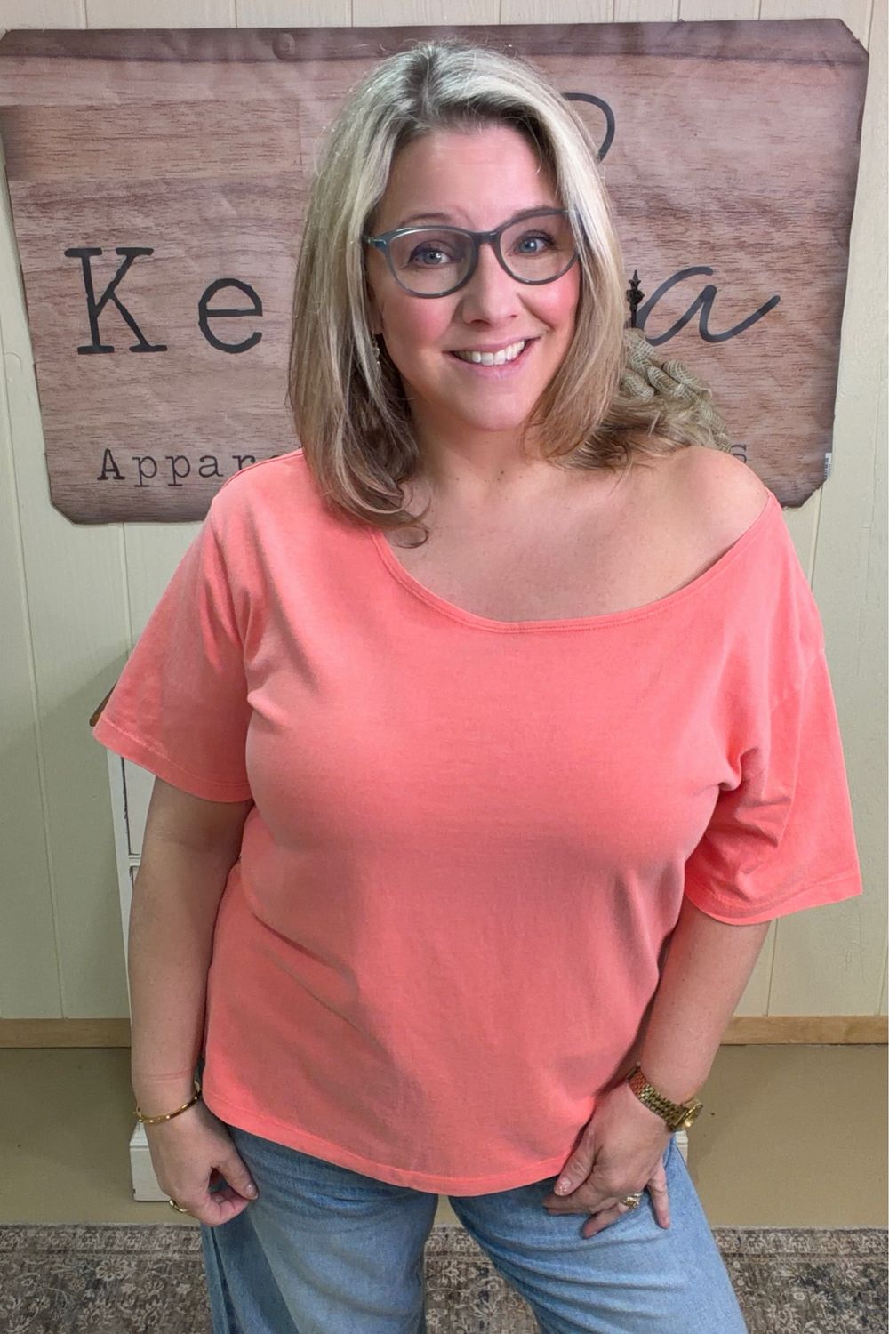 Knit Ballet Neckline Slouchy Tee