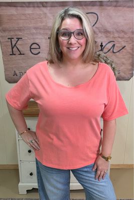 Knit Ballet Neckline Slouchy Tee