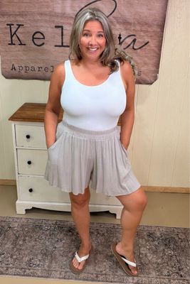 Neutral Woven Flowy Shorts