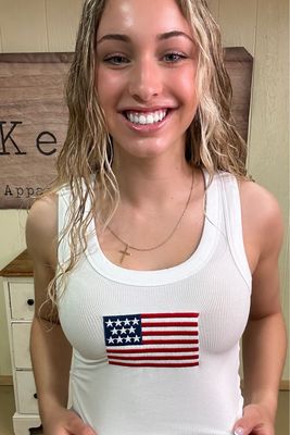 White Ribbed Flag Patch Tank