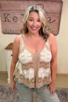 POL One Size Sandstone Crochet Tank