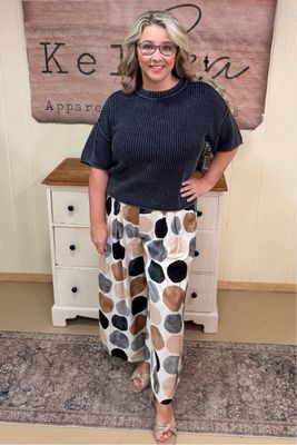 Ivory Exaggerated Dot Wide Leg Pant