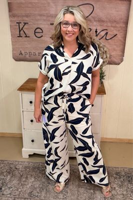 Navy Printed Cruise Pant Set