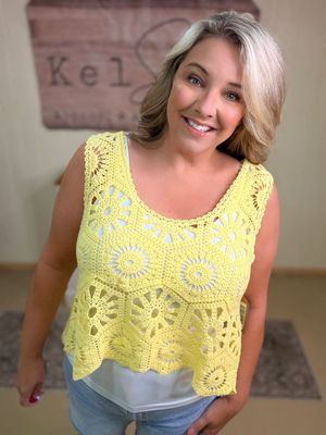 Canary Hexagon Boho Crochet Tank