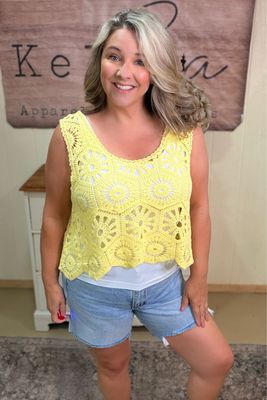 Canary Hexagon Boho Crochet Tank