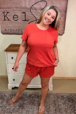 Sunset Coral Soft Ribbed Set