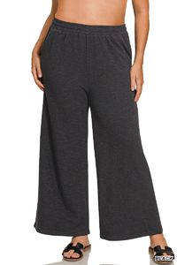 Plus Black Cotton Slub Lounge Pants