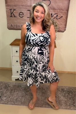 Ivory Shadow Palm Slinky Dress