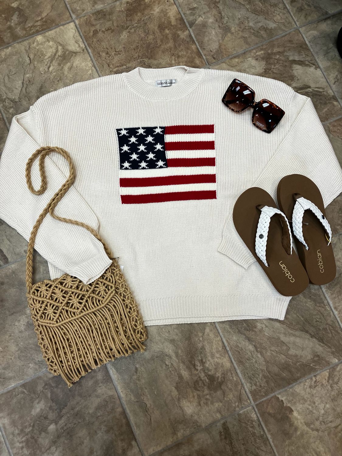 Zenana American Flag Sweater