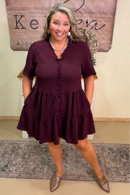 Plum Wine Baby Doll Dress