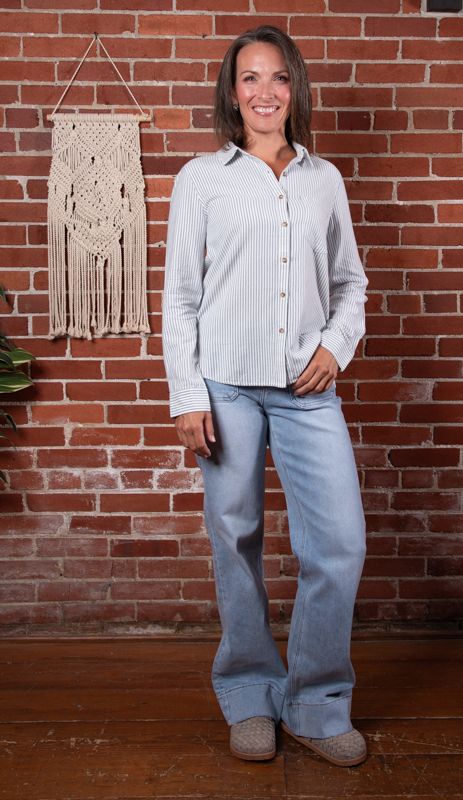 White Pinstripe Cotton Blend Shirt