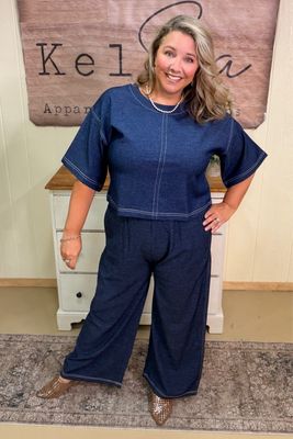Dark Wash Knit Casual Set