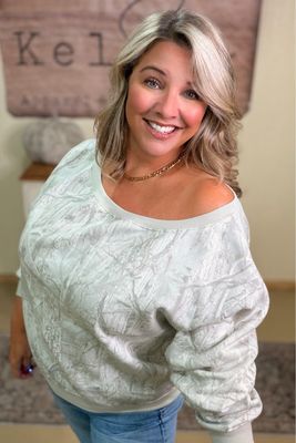 Pale Grey Camo Ballet Neck Sweatshirt Pale Grey Camo Ballet Neck Sweatshirt