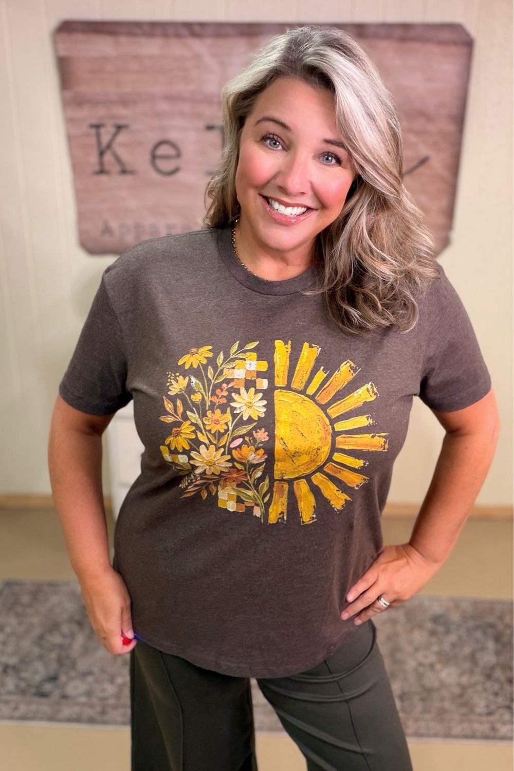 Brown Boho Autumn Sun Graphic Tee