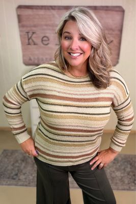 Avocado Stripe Breezy Knit Sweater
