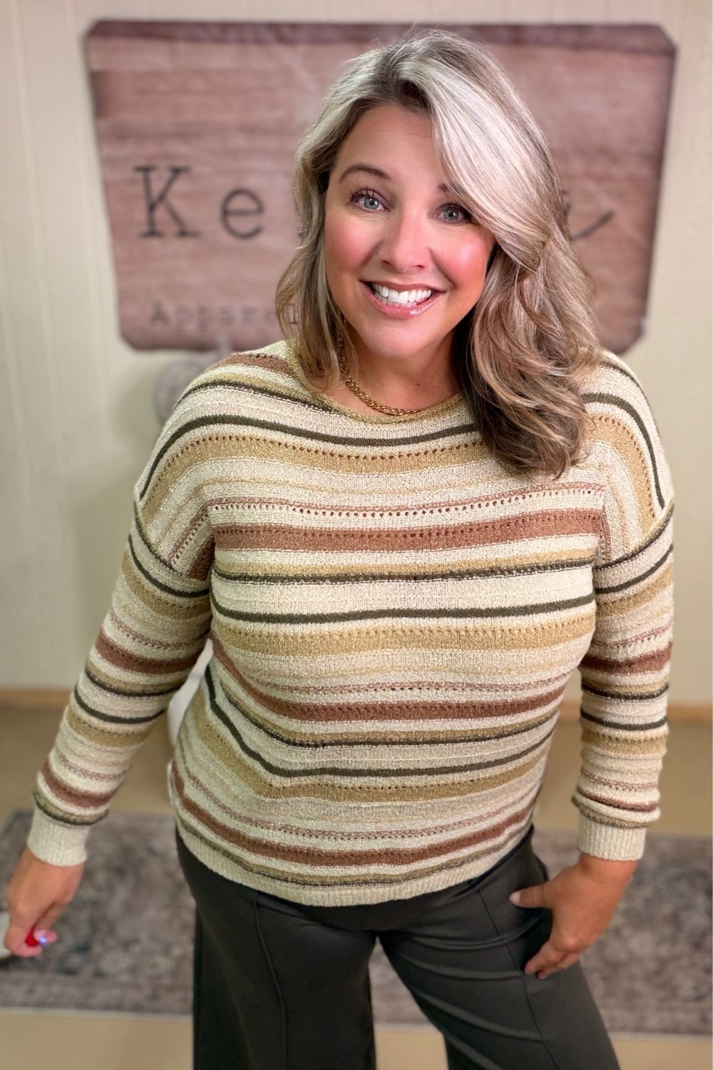 Avocado Stripe Breezy Knit Sweater