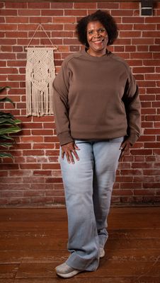 Coffee Ribbed Panel Plus Sweatshirt