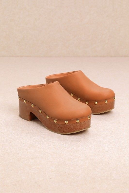 Mi.iM Freya Camel Studded Platform Clog