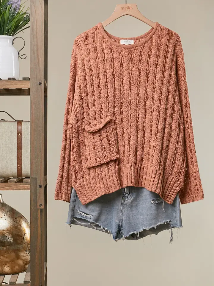 Autumn Squash Wide Rib Knit Sweater