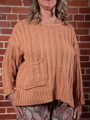 Autumn Squash Wide Rib Knit Sweater