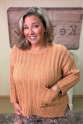 Autumn Squash Wide Rib Knit Sweater