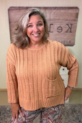 Autumn Squash Wide Rib Knit Sweater