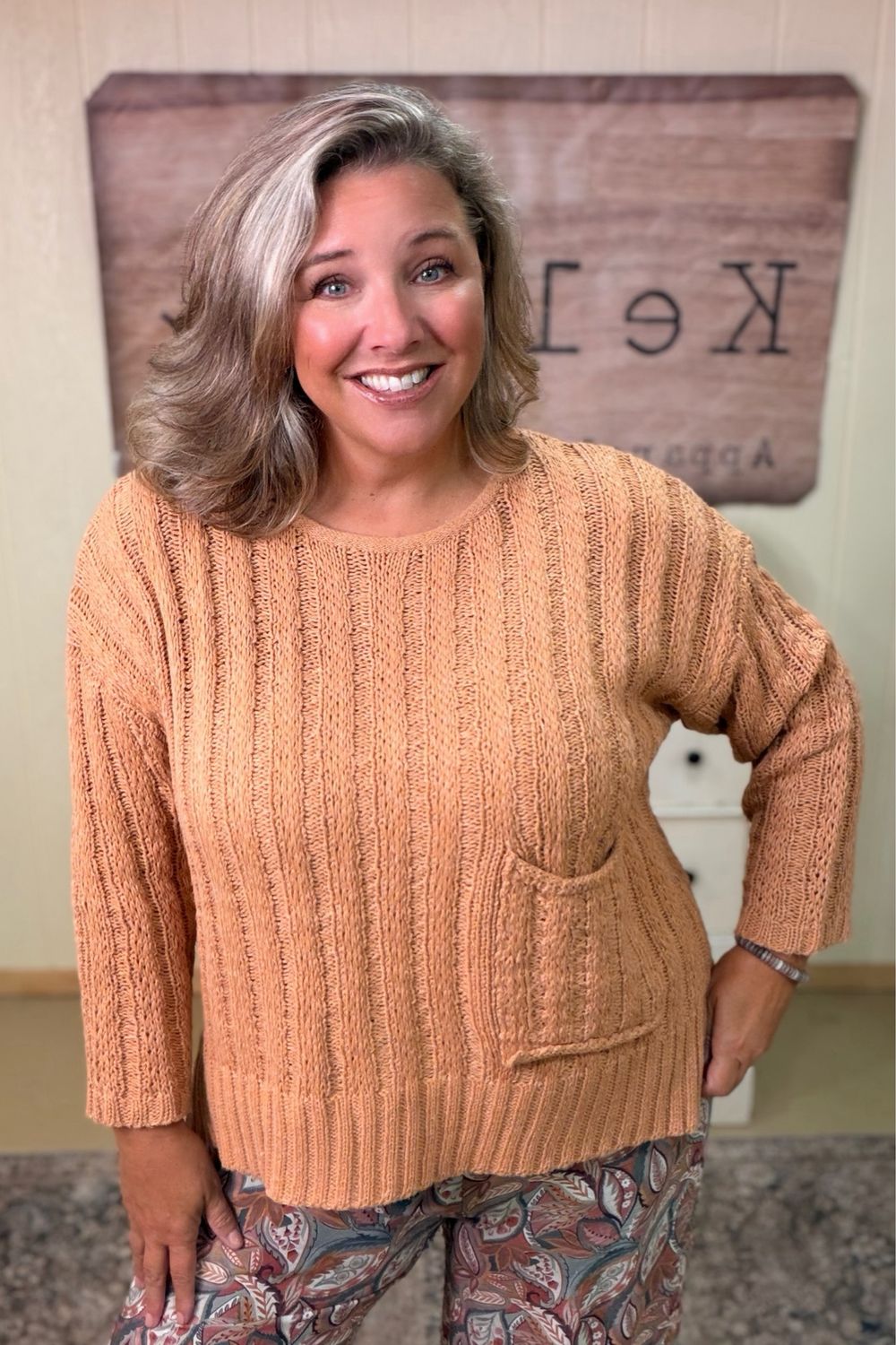 Autumn Squash Wide Rib Knit Sweater