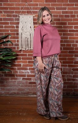 Sage Botanical Cropped Wide Leg Pant