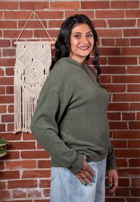 Brushed Hacci Ribbed Pullover Hoodie