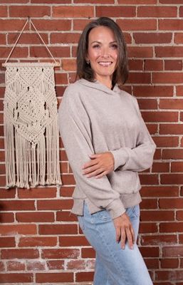 Brushed Hacci Ribbed Pullover Hoodie
